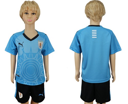 Uruguay Blank Home Kid Soccer Country Jersey - Click Image to Close